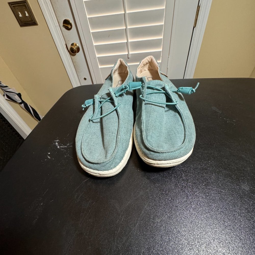 Hey Dude size 12 blue wendy loafers slipon shoes